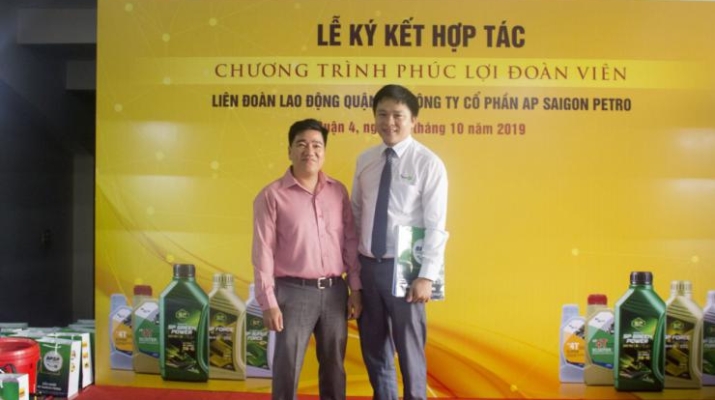BUỔI LỄ KÝ KẾT HỢP TÁC GIỮA AP SAIGON PETRO VÀ LIÊN ĐOÀN LAO ĐỘNG QUẬN 4, TP.HCM